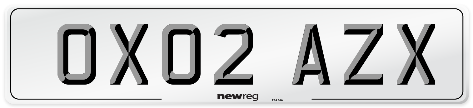 OX02 AZX Number Plate from New Reg